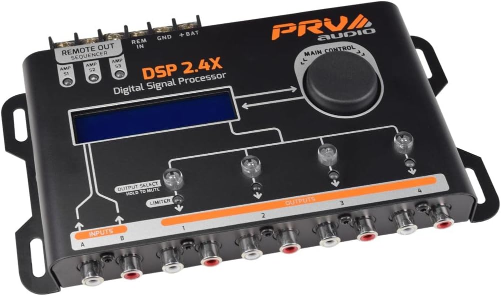 PRV AUDIO Car Audio DSP 2.4X Digital Crossover and Equalizer 4 Channel