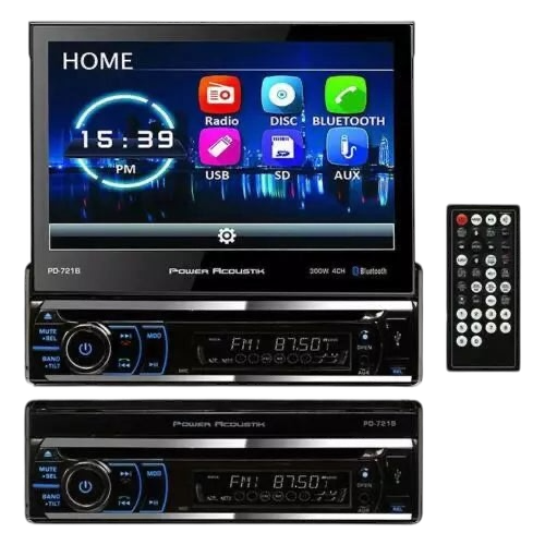 Power Acoustik PD-721B 7″ Single-DIN Motorized Touchscreen w/DVD/CD & Bluetooth